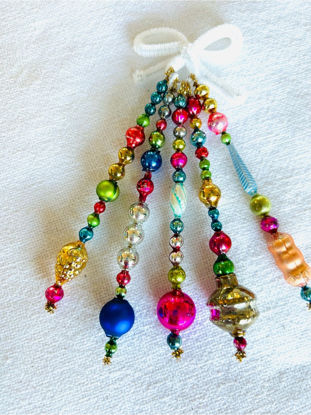 Vintage repurposed mercury glass garland bead icicle holiday Christmas ornaments